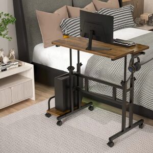 Borough Wharf Tanessa 80cm W Height Adjustable Rectangular Computer Desk black/brown 80.0 W x 58.5 D cm