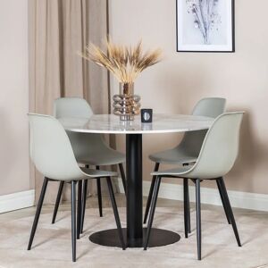 Venture Design Malec Round Dining Table With 4 Saskia Plastic Dining Chair gray/white/black 75.0 H cm