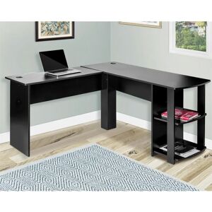 Latitude Run Lottie-Belle 140Cm W L-Shape Computer Desk black/brown 75.0 H x 140.0 W x 140.0 D cm