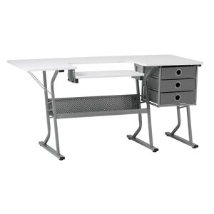 Inbox Zero Cordey 153Cm x 60.3Cm Sewing Table with Sewing Machine Platform brown/gray 74.3 H x 153.0 W x 60.3 D cm