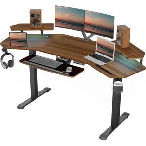 Blue Elephant 182.88cm W Height Adjustable Curved Standing Desk brown 182.88 W x 76.2 D cm