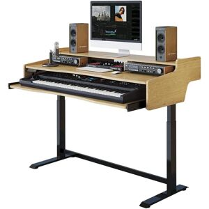 Rio Grigor Electric Height Adjustable Music Standing Desk with Drawer and Fast USB Chargers black/brown