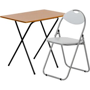 Harbour Housewares - Wooden Folding Desk & Chair Set gray/white/brown 70.0 H x 80.0 W x 50.0 D cm