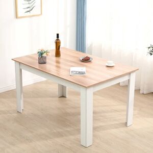 17 Stories Modern solid wooden dining table pine oak & white kitchen home furniture brown/white 73.0 H x 138.0 W x 90.0 D cm