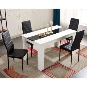 17 Stories Navil 4 - Person Dining Table Set With 4 Luxury Dining Chairs brown/gray/white 75.0 H cm
