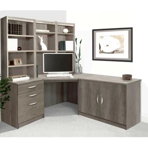 Ebern Designs Brelynn 5 Piece L-Shape Computer Desk Office Set with Hutch gray