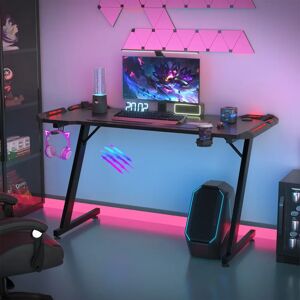 Inbox Zero Gaming Desk with LED Light black/brown 75.0 H x 120.0 W x 60.0 D cm