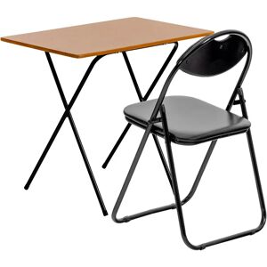 Harbour Housewares - Wooden Folding Desk & Chair Set gray/white/black 70.0 H x 80.0 W x 50.0 D cm