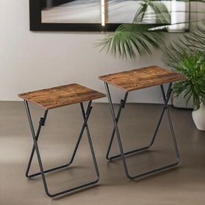 Borough Wharf Digirolamo Rustic Wooden Folding Side Table Set Foldable End Tables with Tray Living Room Home Furniture black/brown 65.0 H x 48.0 W x 36.0 D cm