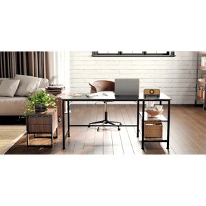 Borough Wharf Sariyah Fixed Table Home Office PC Desk with 2 Tier Storage Shelves black/brown 75.0 H x 140.0 W x 60.0 D cm
