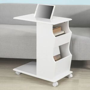 17 Stories Carrol Side Table with Storage brown/white 63.0 H x 53.0 W x 31.0 D cm