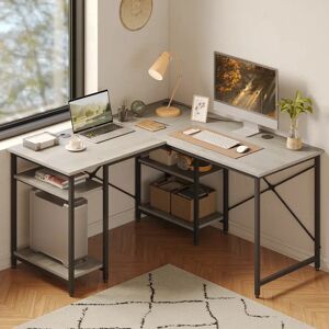 Borough Wharf Thielsen L-Shape Computer Desk brown/gray 74.0 H x 140.0 W x 140.0 D cm