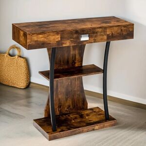 FURNOLD Rustic 91Cm T Shape Console Table with Storage Drawer, Entryway Furniture brown 87.0 H x 91.0 W x 30.0 D cm