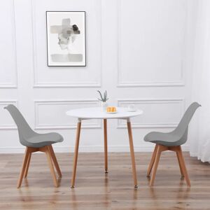 George Oliver Round Dining Table And 2 Chairs, Gray+White gray 70.0 H x 80.0 W x 80.0 D cm