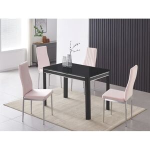 17 Stories Milano Black Dining Table With 4 Monza Velvet Chairs white 75.0 H x 120.0 W x 70.0 D cm