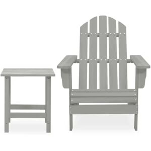 House of Hampton Garden Adirondack Chair With Table Solid Fir Wood Grey 86.5 H cm