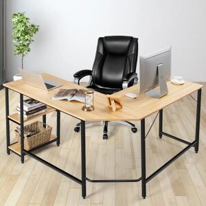 Inbox Zero L-Shape Computer Desk brown/gray 75.0 H x 138.0 W x 138.0 D cm