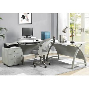 Brayden Studio Benefield Computer desk brown/gray/white 73.0 H x 130.0 W x 61.0 D cm