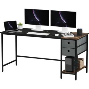 Borough Wharf Berthild Rectangle Computer Desk black/brown/gray 75.0 H x 140.0 W x 60.0 D cm