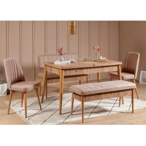 Corrigan Studio Table & Chairs Set Wave_1 pink/brown 75.0 H x 129.0 W x 80.0 D cm