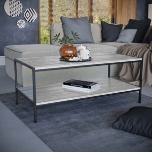 Borough Wharf Sylvie Industrial Style Rustic Coffee Table with Metal Legs and Storage, Living Room Furniture gray 40.0 H x 100.0 W x 50.0 D cm