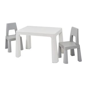 Isabelle & Max Kids Height Adjustable Table and 2 Chairs Set gray/white 49.0 H x 50.0 W cm
