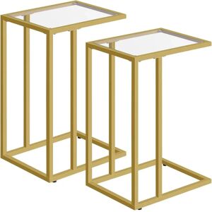 Borough Wharf Rookwood Gold Glass 2 Piece Side Table Set End Tables Living Room Home Furniture yellow 62.0 H x 30.0 W x 40.0 D cm