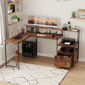 Borough Wharf Matcovich 160cm W L-Shaped Writing Desk black/brown 88.0 H x 160.0 W x 56.0 D cm