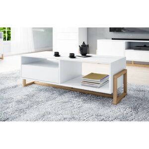 Hykkon Monserrat Frame Coffee Table with Storage brown/white 41.0 H x 120.0 W x 50.0 D cm