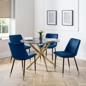 Canora Grey Set of Gerson Round Tables and 4 Delaunay Chairs blue 75.0 H x 100.0 W x 100.0 D cm