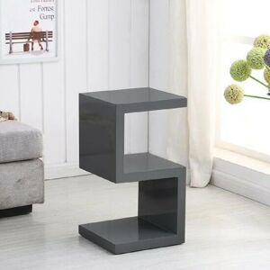 Furniture For The Home S Shape Side Lamp Bedside End Table Full Grey High Gloss brown/gray 59.0 H x 32.0 W x 32.0 D cm