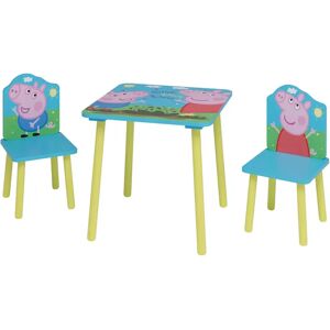 Peppa Pig, Kids 3 Piece Square Play or Activity Table and Chair Set blue/brown 48.5 H x 50.0 W cm