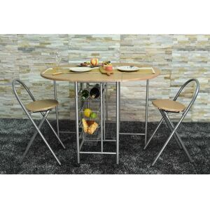 17 Stories Extendable Dining Table And Two Chairs brown/gray 80.0 H cm