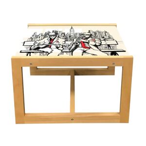 East Urban Home Music Coffee Table, Jazz Men Band Playing Beats In New York At Night Retro Style Illustration Print, Acrylic Glass Center Table With Wooden Frame For gray 40.0 H x 46.0 W cm