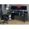 Ivy Bronx Social Changing Led L-Shape Computer Desk black/brown 91.1 H x 200.0 W x 125.4 D cm