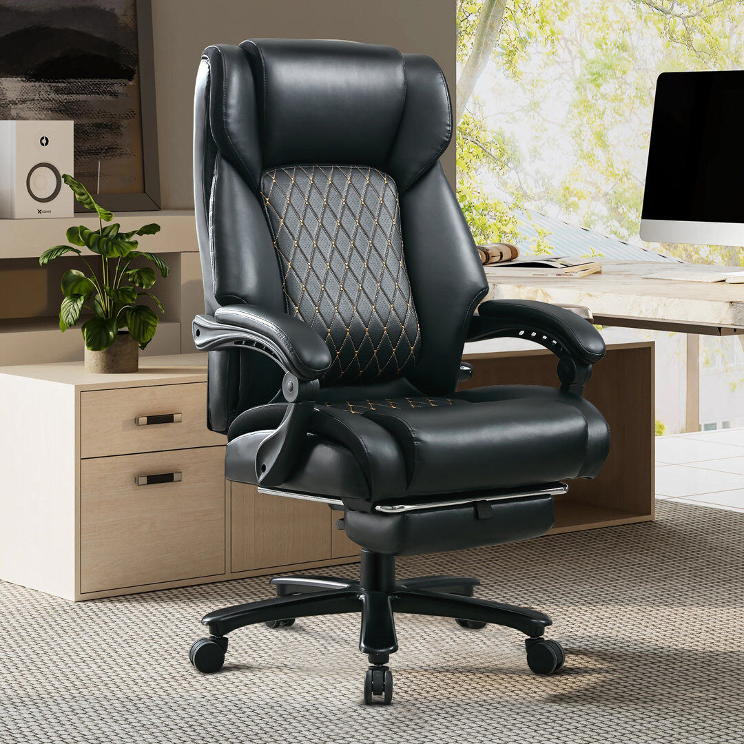 Brayden Studio 200KG Heavy Duty High Back Executive Chair Ergonomic Computer Desk Chair Black 73cm W X 73cm D