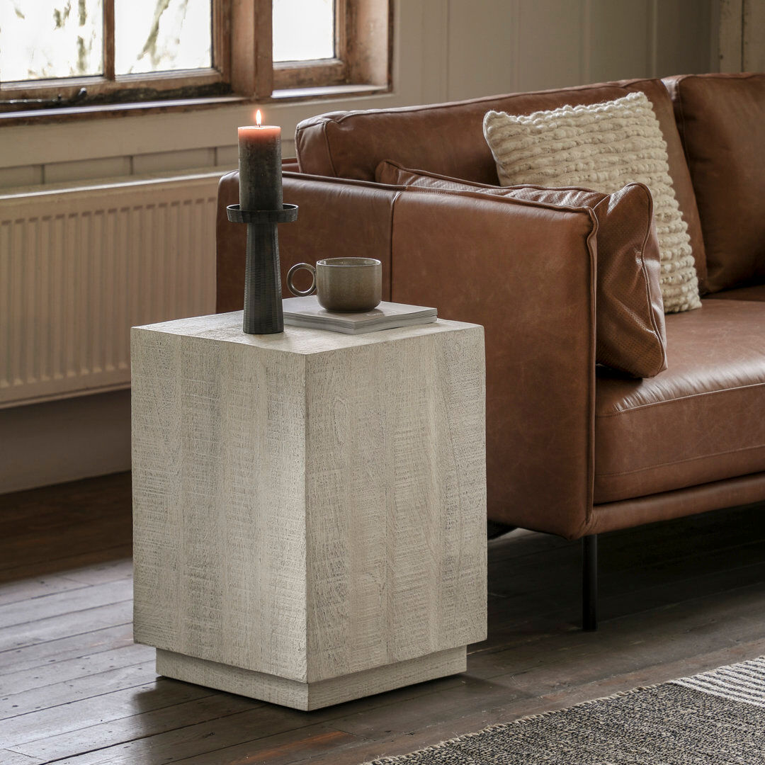 Union Rustic Farson Drum End Table White 139.7cm H X 40cm W X 101.6cm D