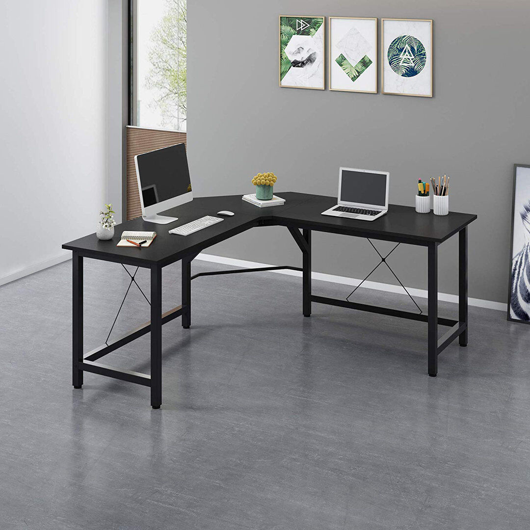 Zipcode Design Troas L-Shaped Executive Desk Black 73cm H X 150cm W X 150cm D