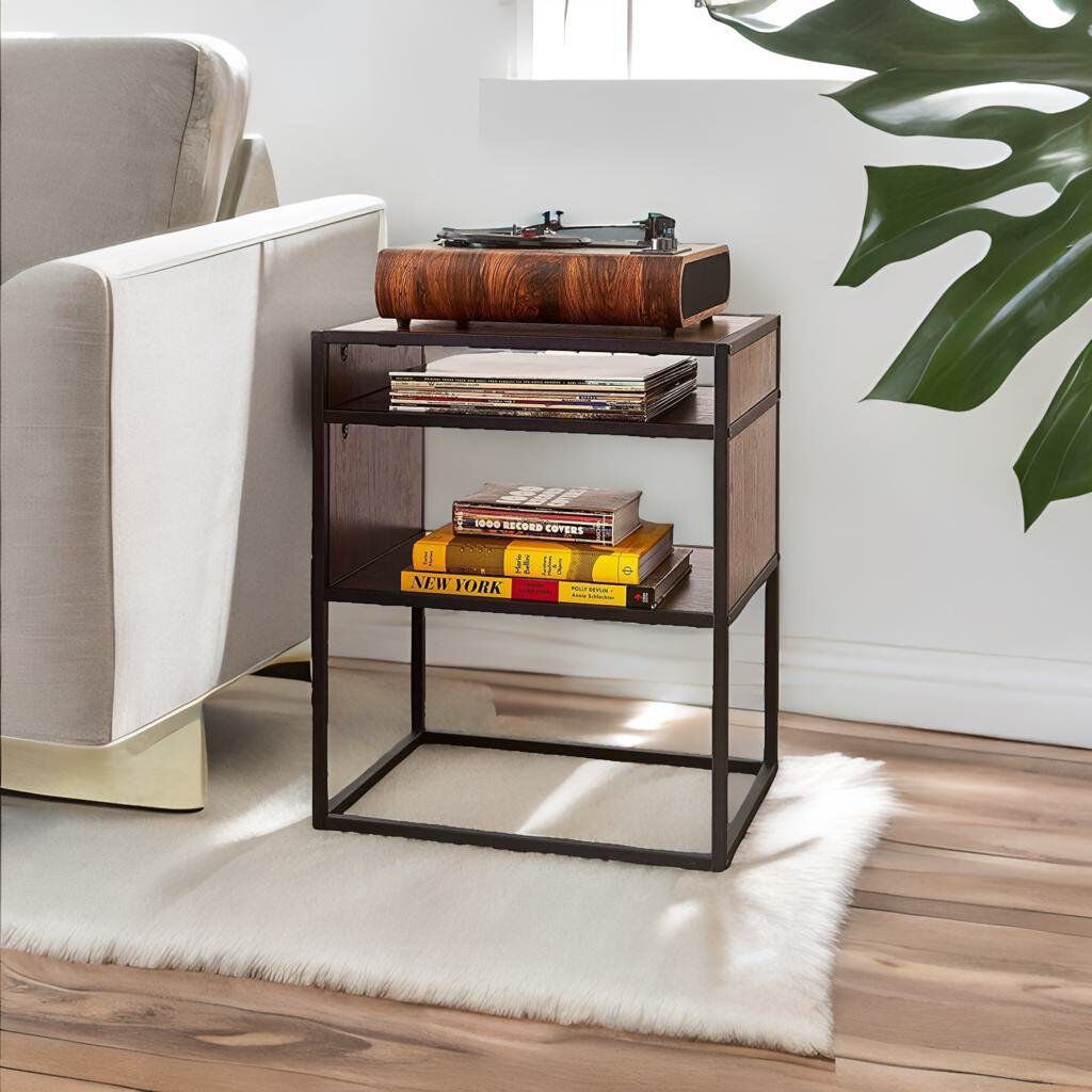 Borough Wharf Abdelmageed 2 Tier Square End Table with Storage Side Table Living Room Furniture Brown 60.5cm H X 50.8cm W X 40cm D