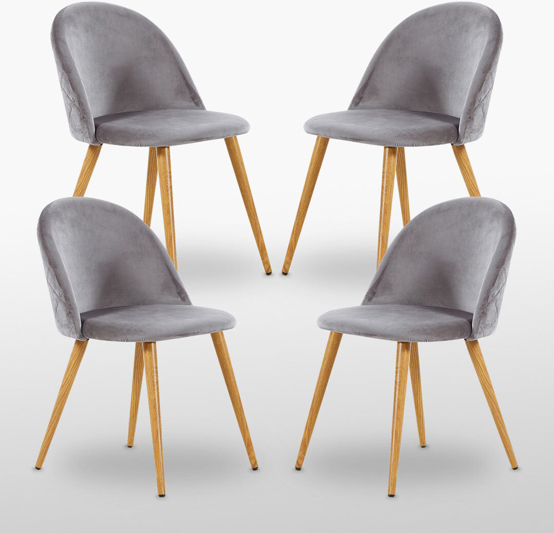 Canora Grey Heavener Modern Velvet Dining Chairs - Ergonomic Upholstered Curved Back with Solid Wooden Legs - Side Chair for Kitchen Living Room Dining Room Grey 77cm H X 49cm W X 53cm D