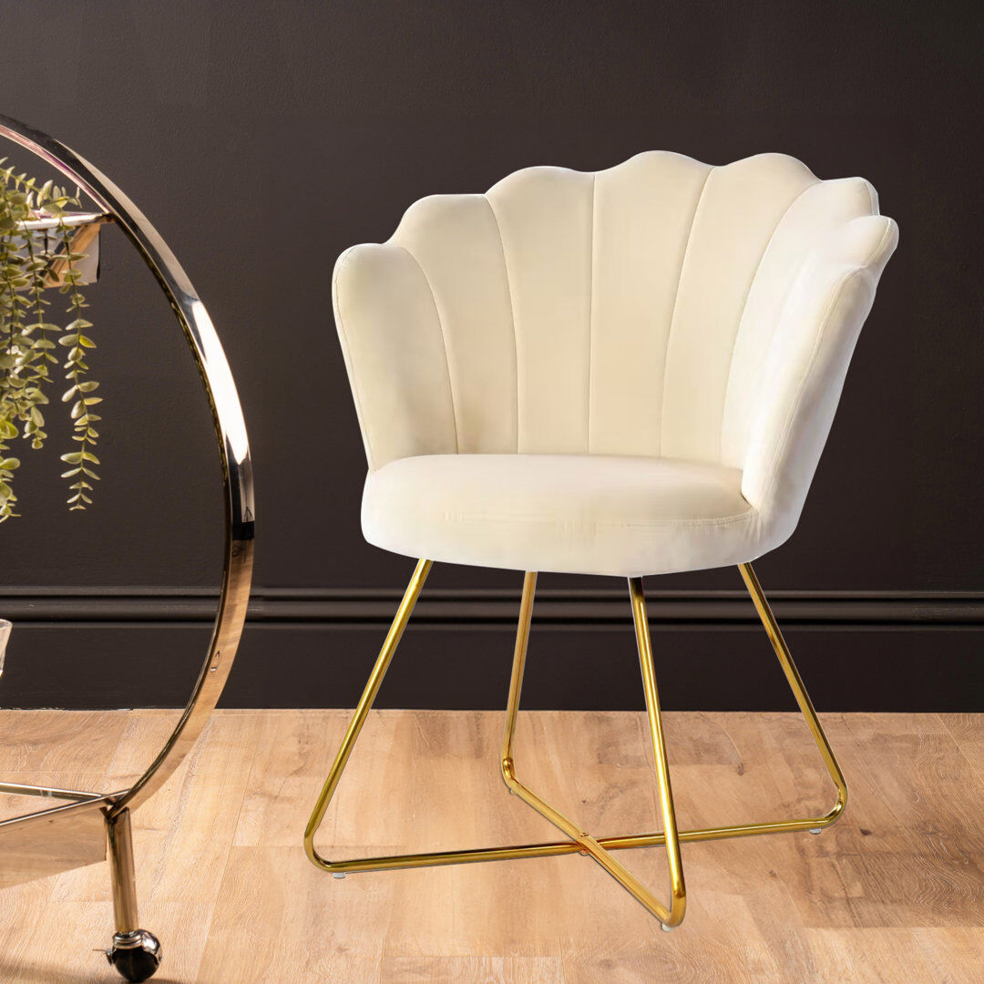 Fairmont Park Elegant Dining Accent Chair For Living Room Furniture, 67.5cm Wide Velvet Bedroom Chair Gold 85cm H X 69cm W X 65cm D