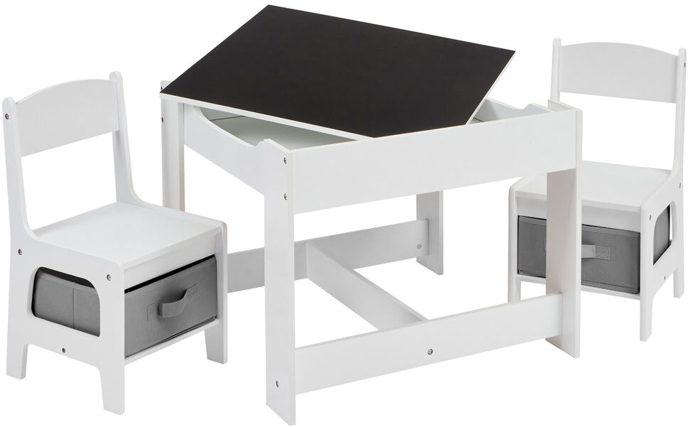Liberty House Toys Kids 3 Piece Square Play Table and Chair Set 48cm H X 60cm L X 60cm D