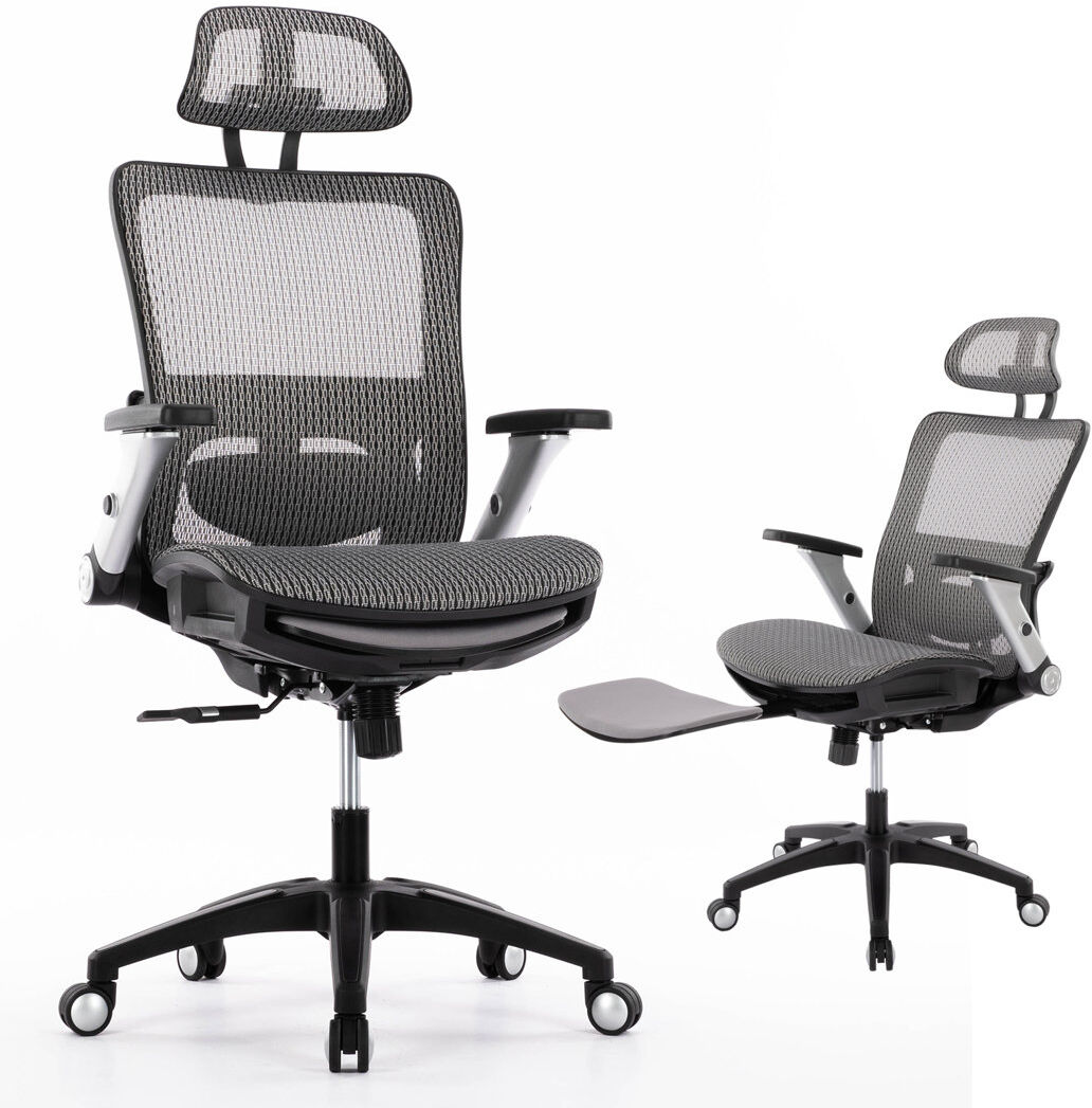 NANJING HENGNING HOME FURNISHING CO., LTD. Jeel Ergonomic Mesh Office Chair,Executive High Back Computer Desk Chair with Footrest Grey 129.5cm H X 61cm W X 63cm D