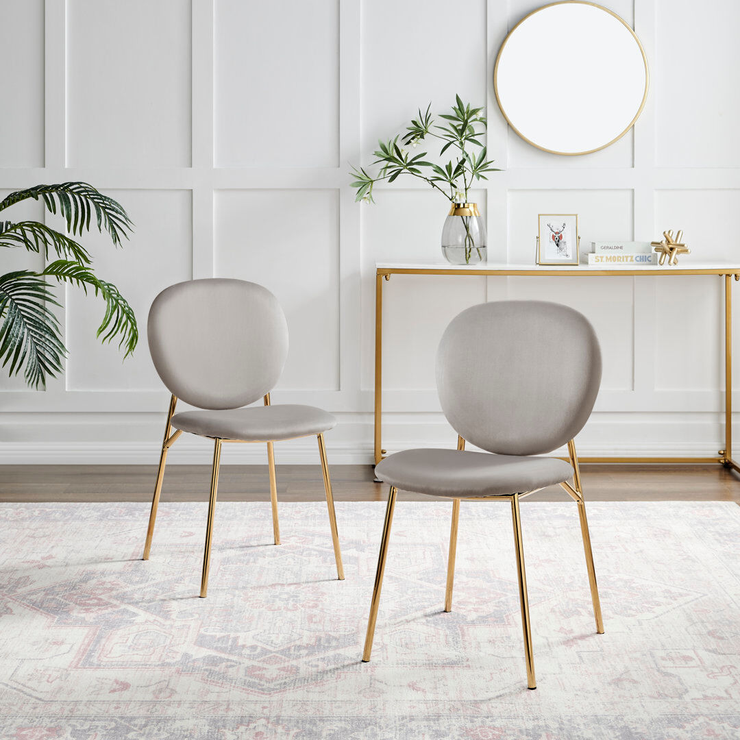 Fairmont Park Evita Luxury Velvet and Metal Dining Chairs - Elegant Modern Mid Century Style Taupe 84cm H X 44cm W X 55cm D