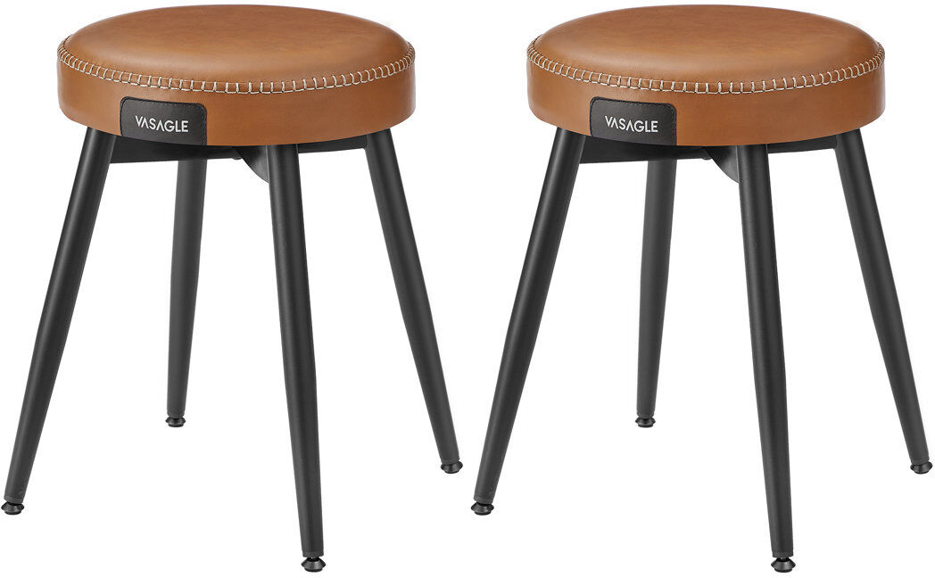 George Oliver Cantrall Dining Stool, Upholstered Kitchen Stool, Synthetic Leather With Stitching, Mid-Century Modern, 48.2 Cm Tall, Dining Living Room Office Brown 2