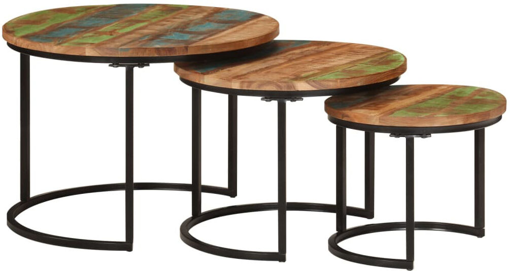 Borough Wharf Shae Nest Of Tables Reclaimed Wood 40cm H X 55cm W