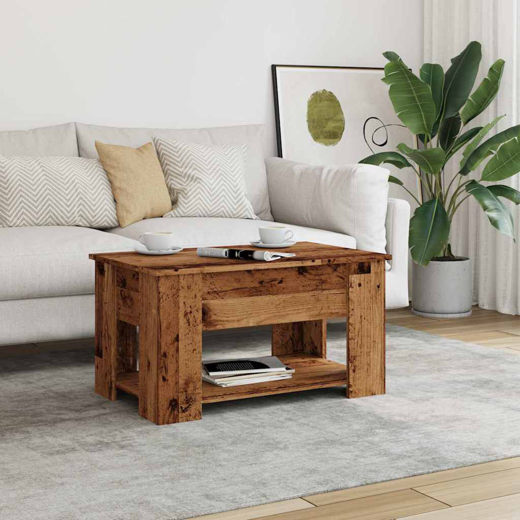 Latitude Run Hyo Lift Top Extendable Coffee Table with Storage Old Wood 41cm H X 79cm W X 49cm D