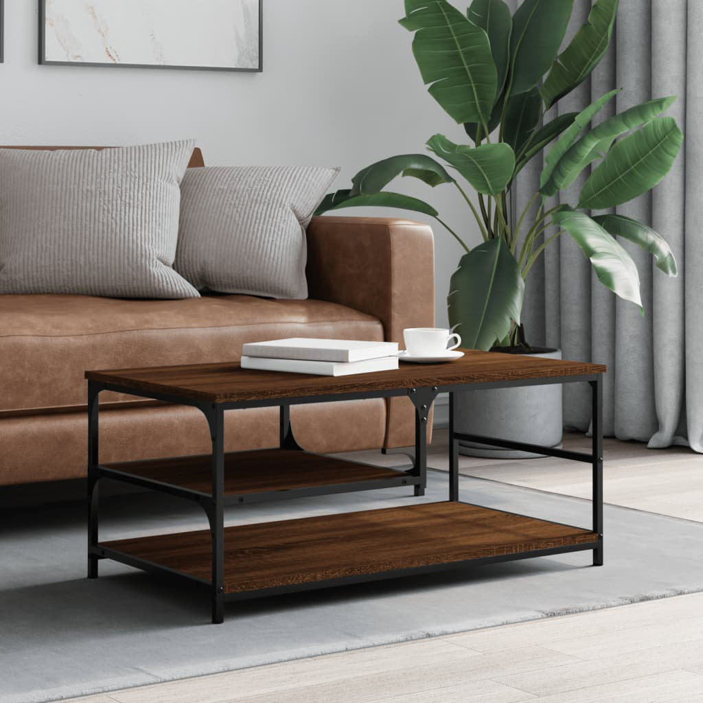 Borough Wharf Sandin Coffee Table with Storage Brown Oak 40cm H X 90cm W X 49cm D