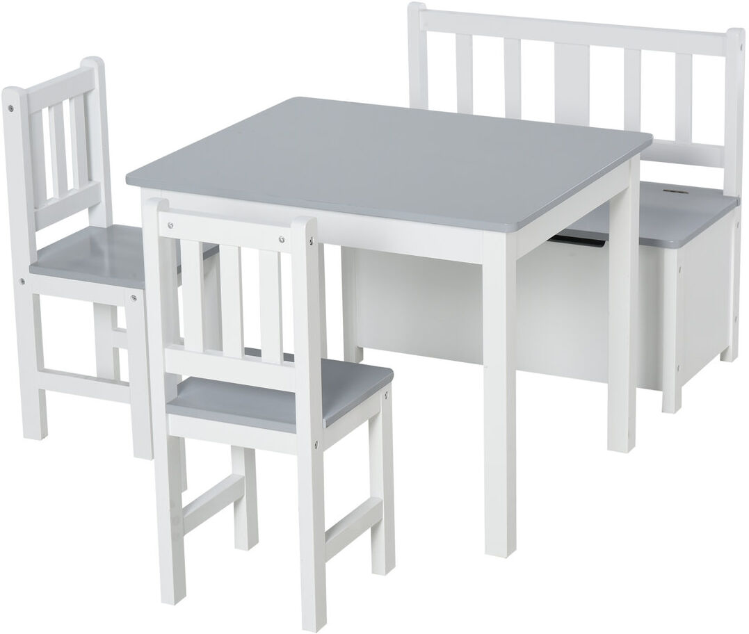 Harriet Bee Oliphant Wood Children's 4 Piece Play Table and Chair Set Grey 48cm H X 60cm L X 50cm D
