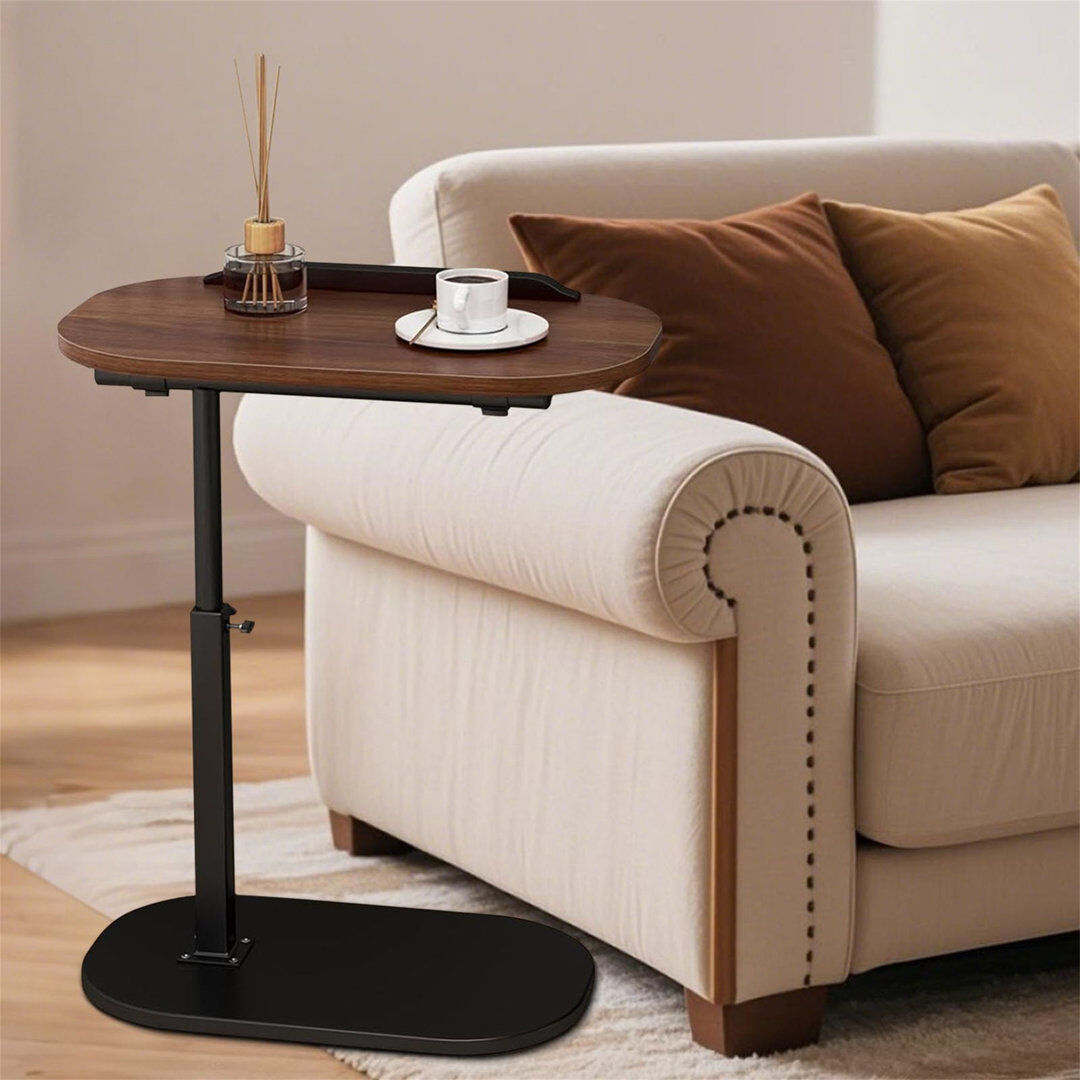 Borough Wharf C Shaped Side Table, Height Adjustable C-Shaped End Table Brown 45cm W X 29.5cm D